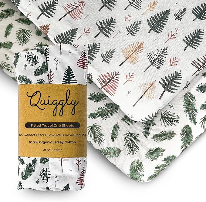 Quiggly Travel Crib Sheets for Guava Lotus, 2 Pack Organic Cotton Jersey Knit by Quiggly