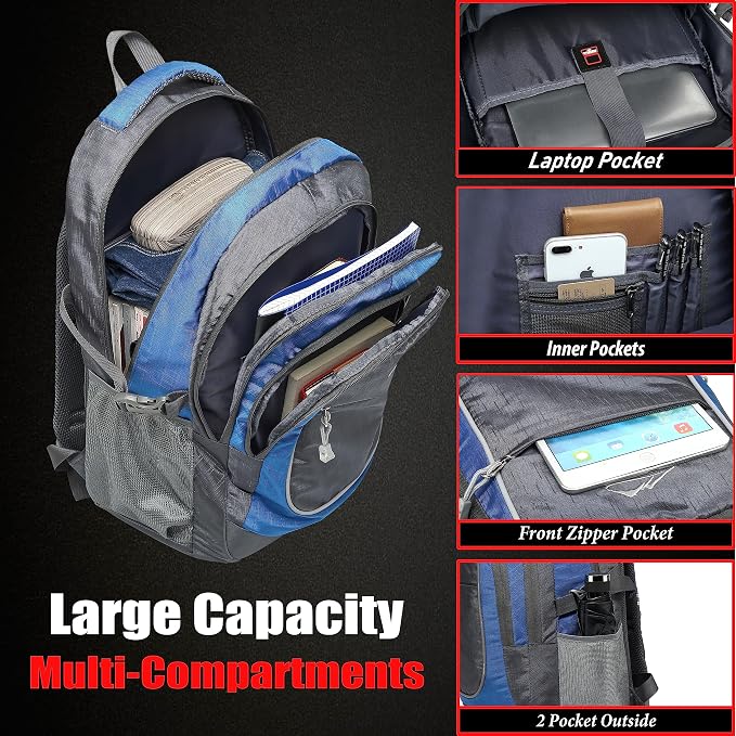 ProEtrade Backpack Bookbag for College Sturdy Travel Business Hiking Fit Laptop - Image 2