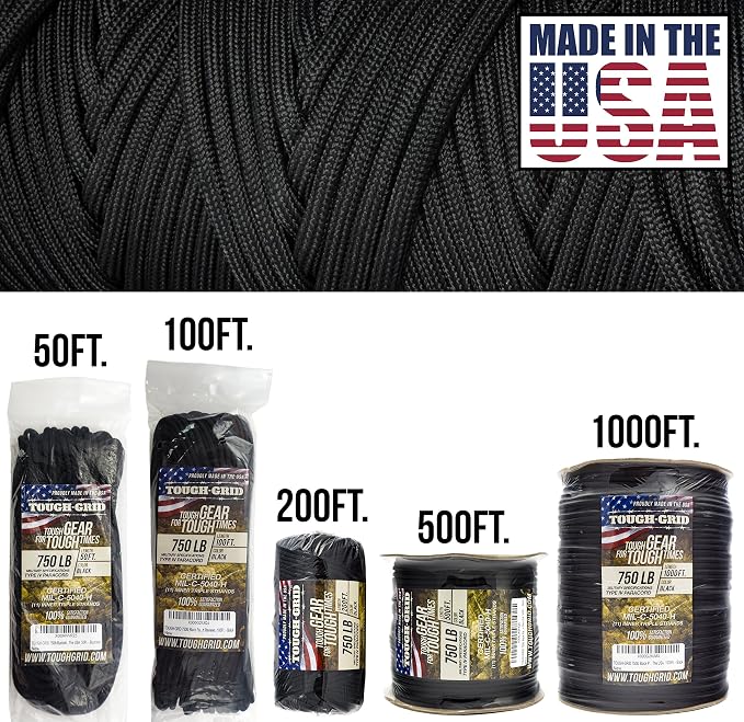 TOUGH-GRID 750 Paracord Rope Nylon Parachute Cord, Made in USA Survival Kit - Image 3